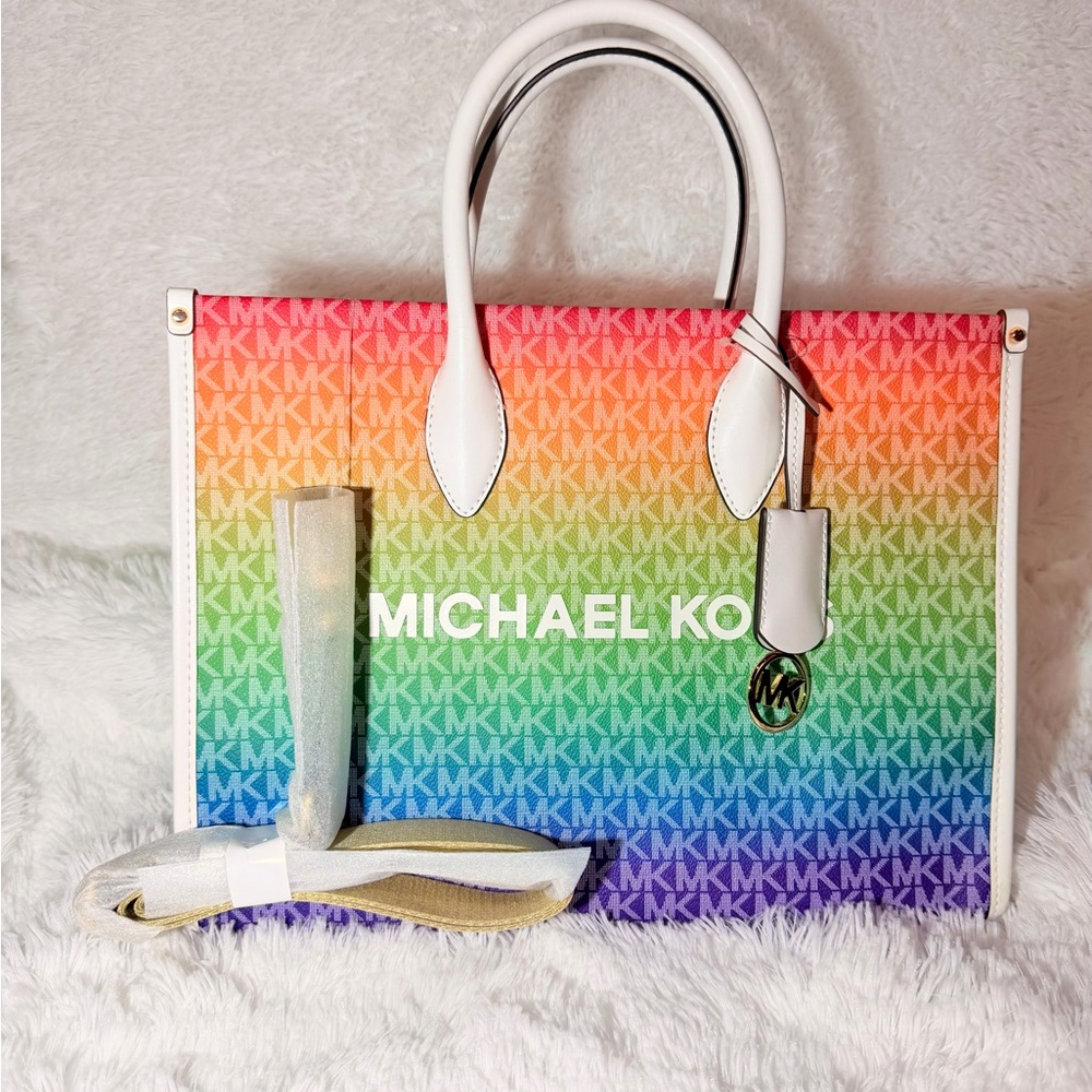 Michael Kors Mirella Small Rainbow
Signature Logo Xbody Tote Bag Rainbow 🌈 NWT - Picture 3 of 7